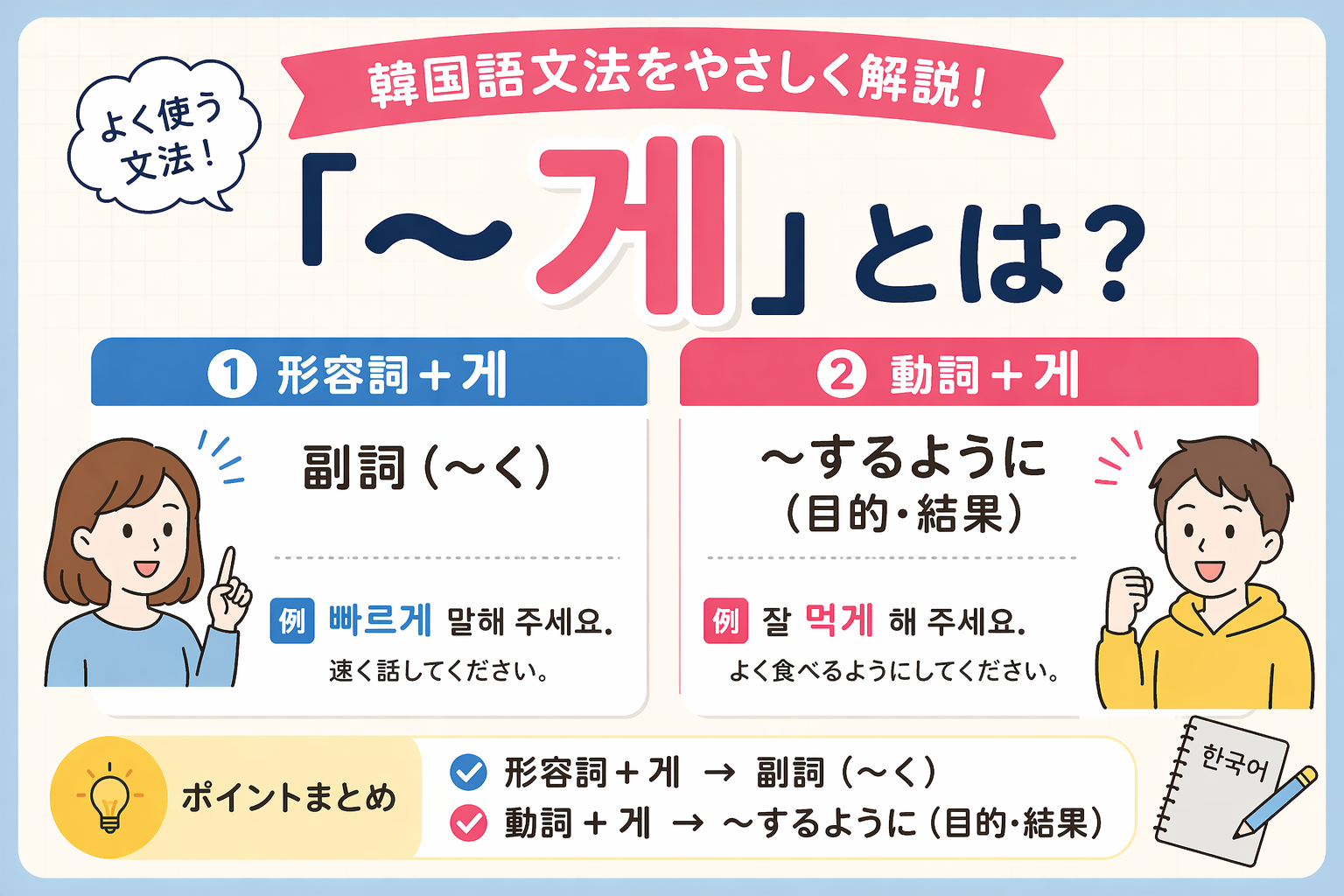 韓国語　文法 〜게