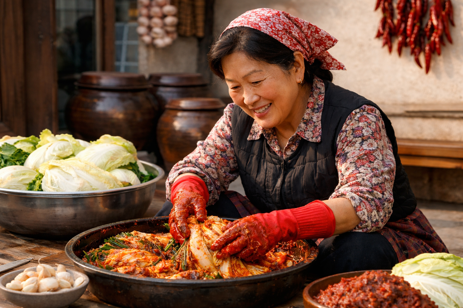 韓国語 キムチを漬ける 담그다